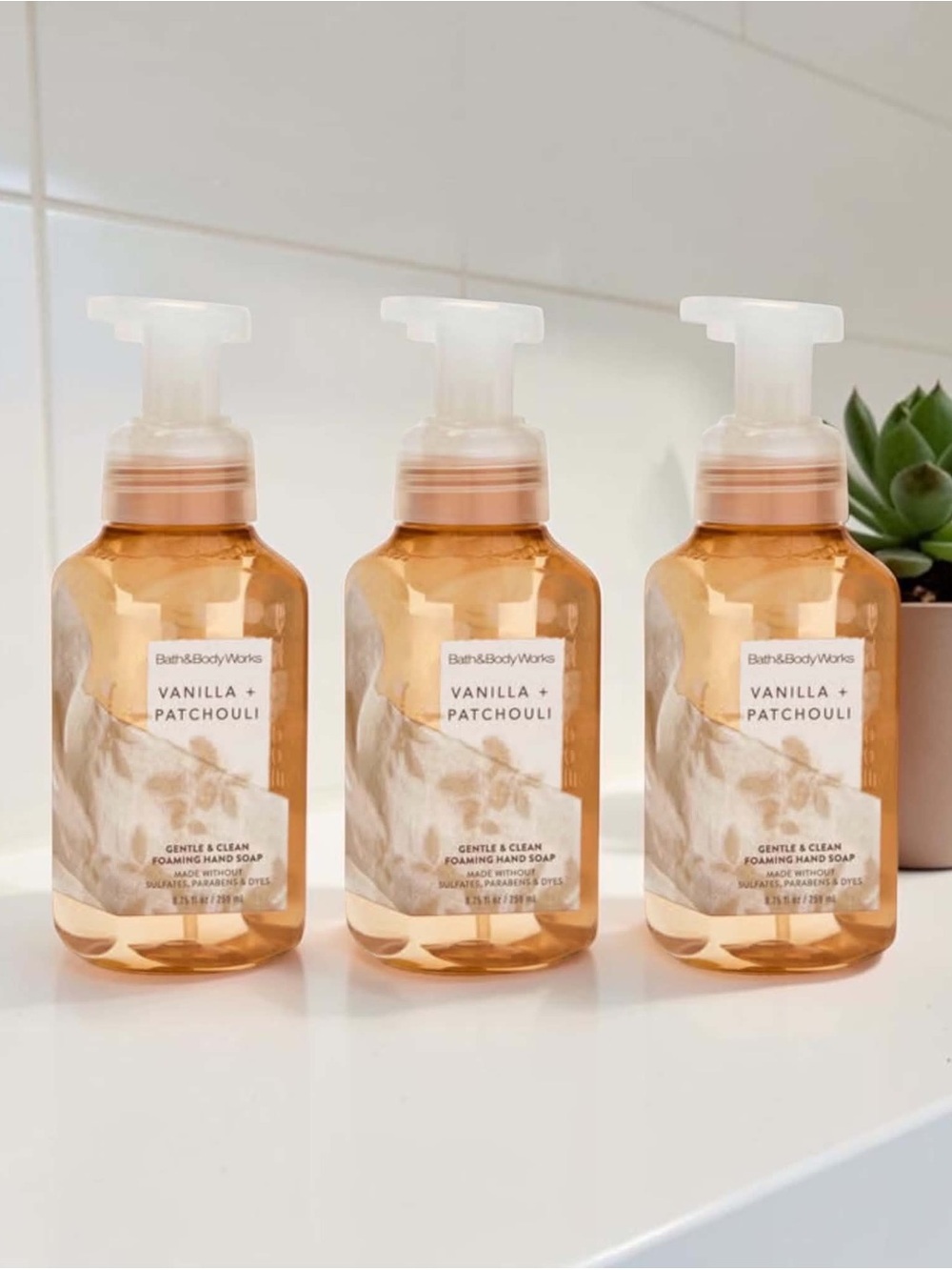 Bath & Body Works Vanilla + Patchouli Foaming Hand Soap Set 3pc Aromatherapy New